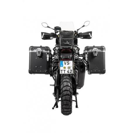 ZEGA Evo X "Premium Edition" système spécial "And-Black" 45/45 litres + support acier inox noir pour RA1250 Harley Pan America
