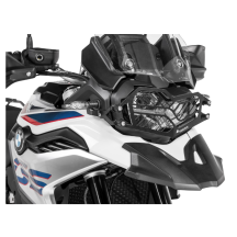 Protection de phare inox noire à attache rapide pour BMW F850GS / F800GS (2024-)/ F750GS *OFFROAD USE ONLY*