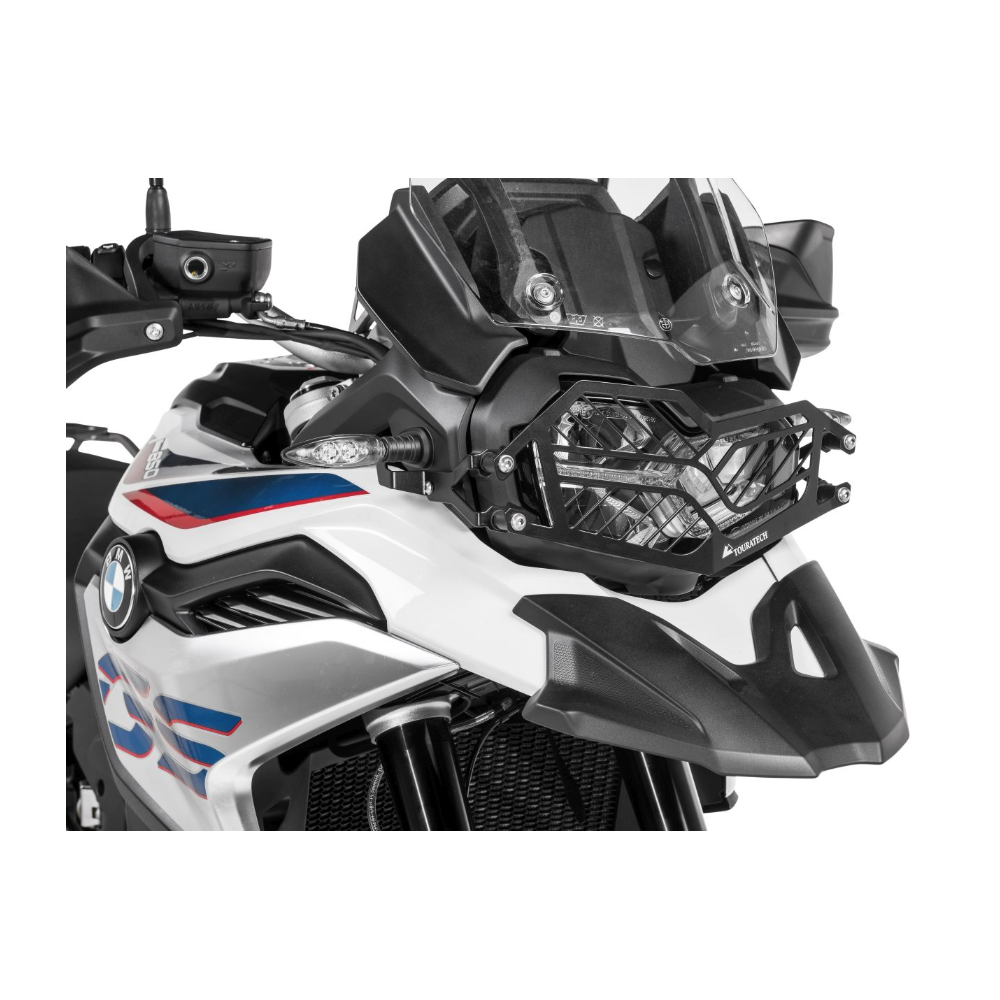 Protection de phare inox noire à attache rapide pour BMW F850GS / F800GS (2024-)/ F750GS *OFFROAD USE ONLY*