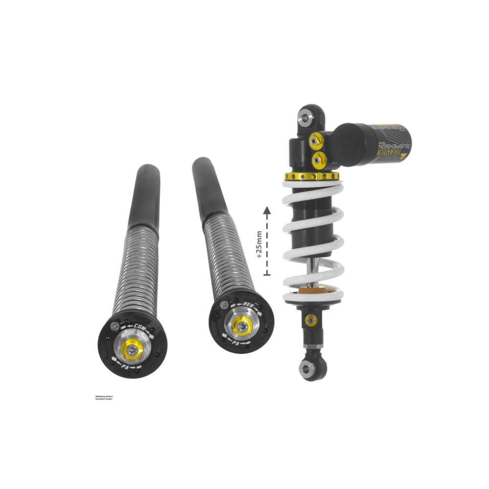 Touratech Suspension Set +25mm pour CFMOTO 450MT (2024-), Extreme Amortisseur + Open Cartridge Kit