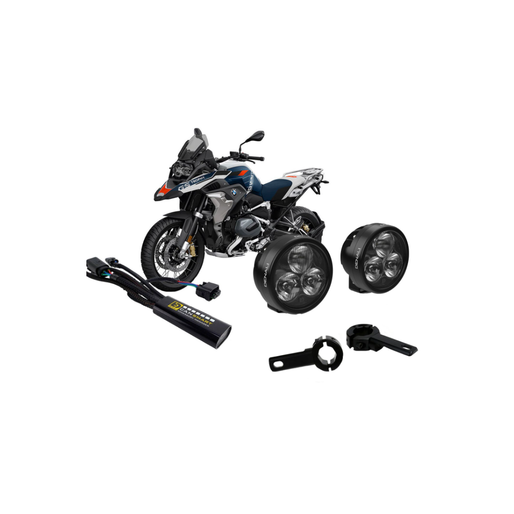 LED Phares auxiliaires DENALI D3 pour BMW R1250GS/Adv/RT/R/RS, R1200GS/Adv/RT/R/RS (LC) (montage sur barre de protection)