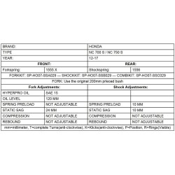Ressorts de fourche progressifs pour Honda NC750S 2012-2017