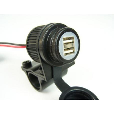 Double alimentation électrique USB, 12-24 volts, sur les guidons 22 mm / 25 mm